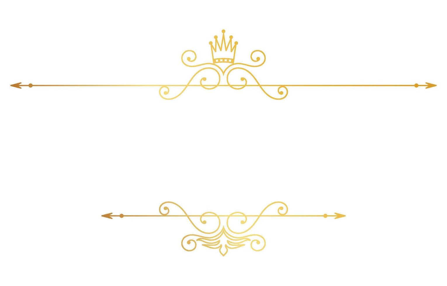 Lines for baroque vintage text Golden design, free space for text, frame vector