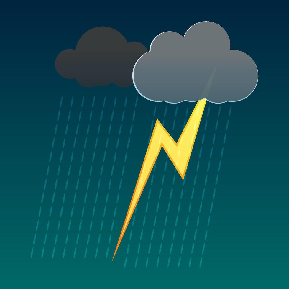 lluvia nubes y relámpago durante el lluvioso temporada vector