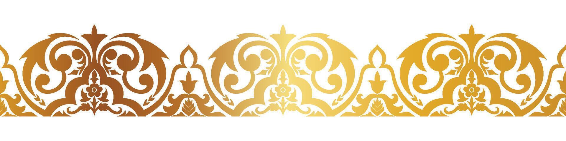 abstract floral border seamless golden paper border woodcarving decorative pattern vector