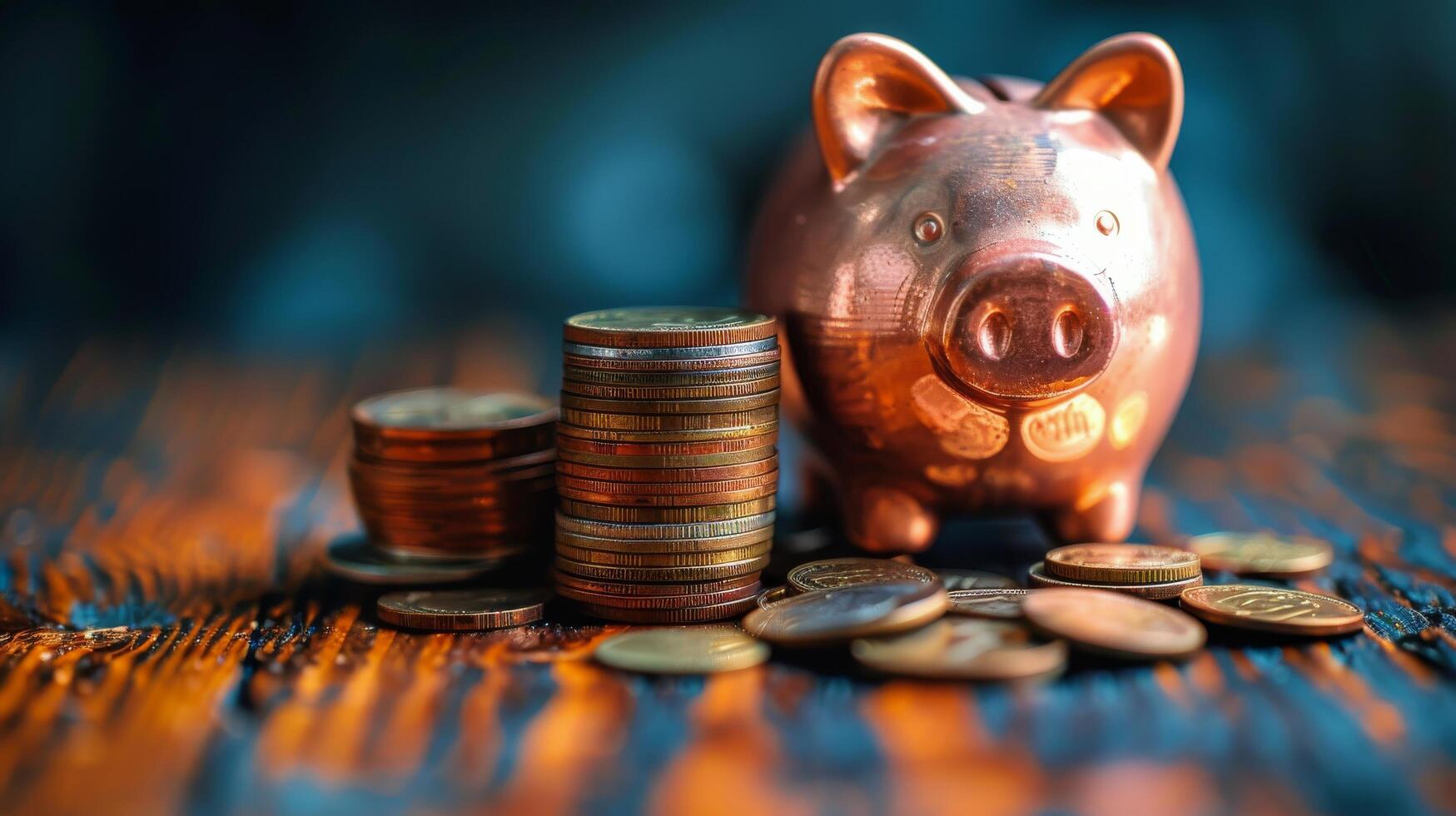 AI generated Piggy Bank on Pile of Coins photo