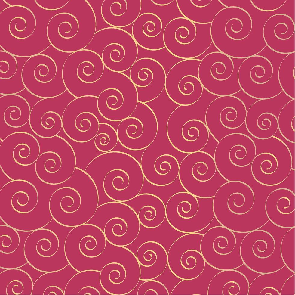Gold Swirl Pattern On Pink Background vector
