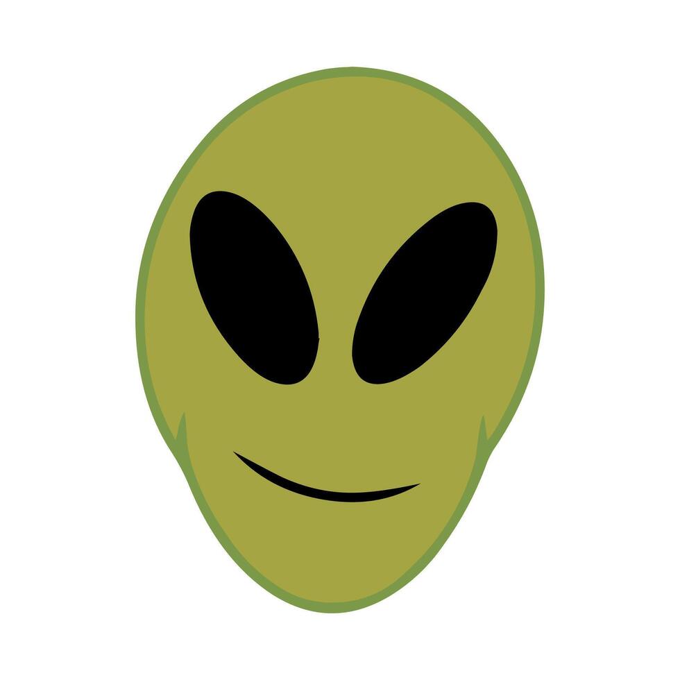 Hand Drawn Green Alien Face Icon vector