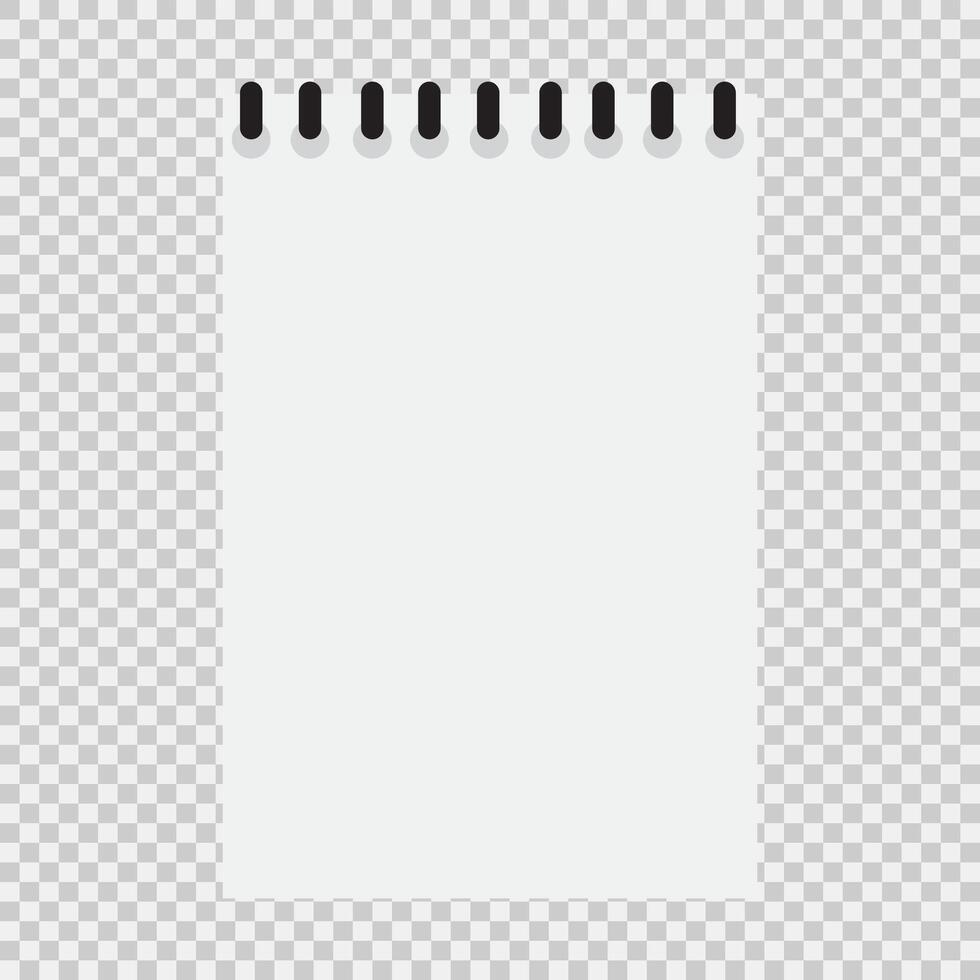White Blank Vertical Spiral Binding Notepad Icon vector