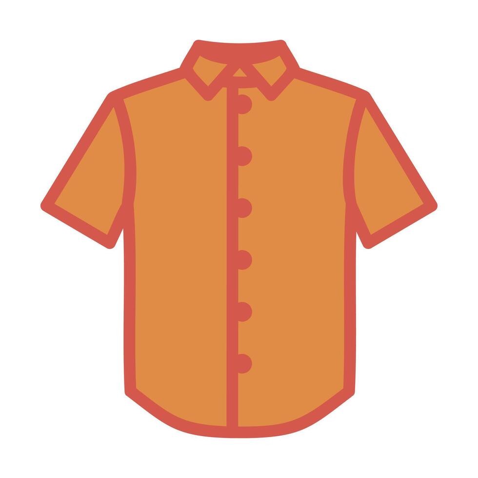 dibujos animados naranja con cuello medio manga camisa icono vector