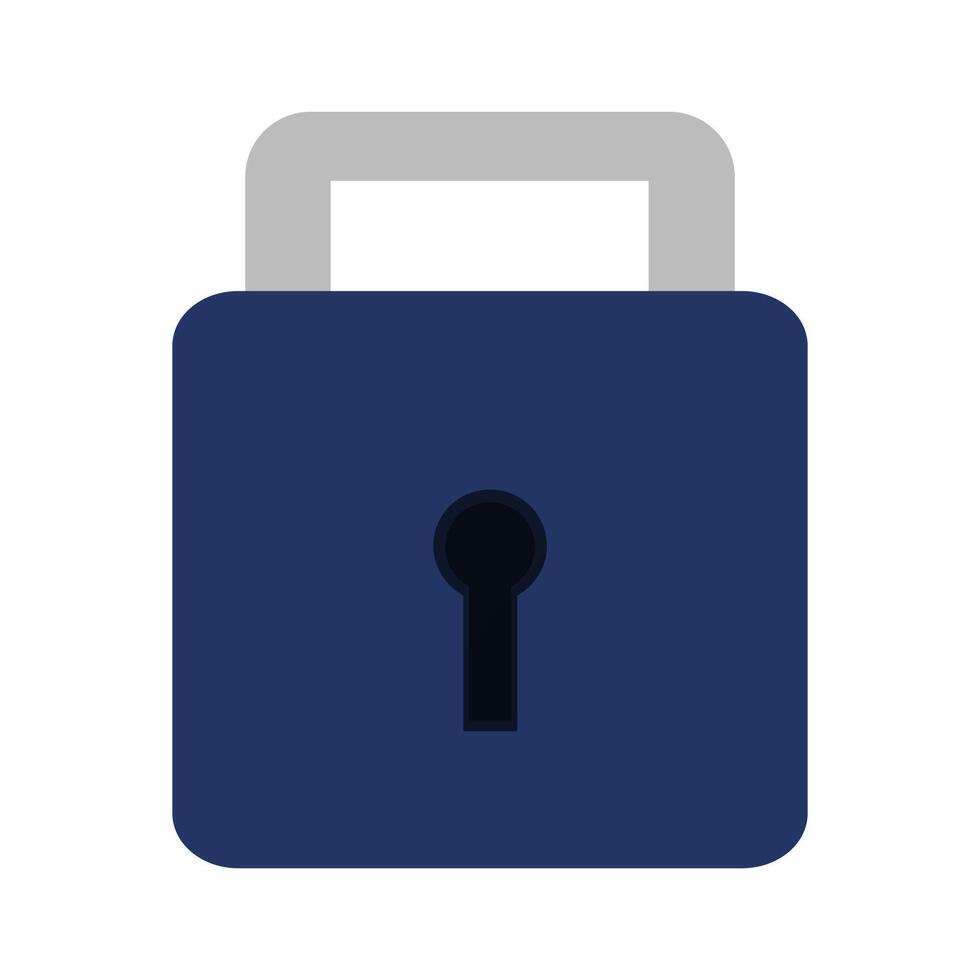 Flat Style Blue Closed Lock Icon vector