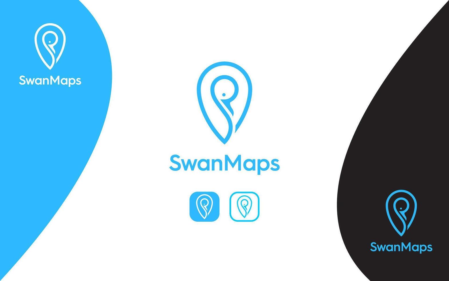 Swan Maps modern and clever logo vector