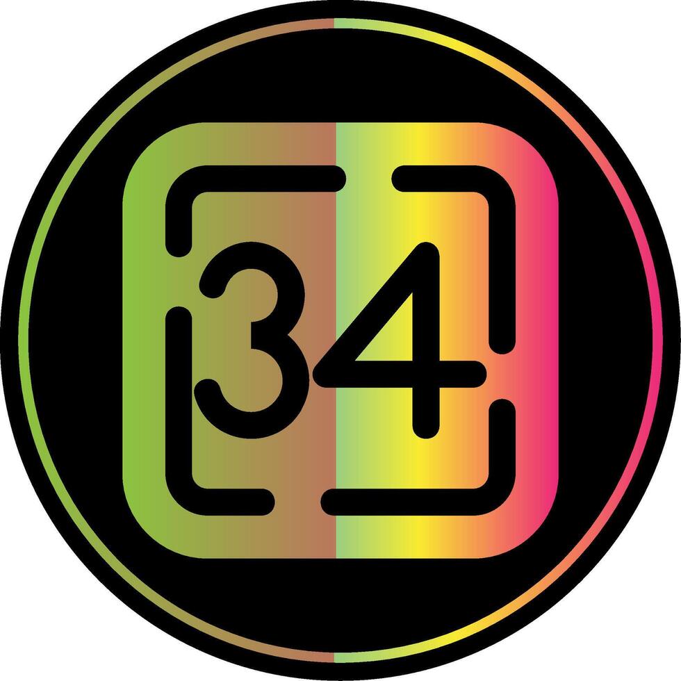 Thirty Four Glyph Due Color Icon vector