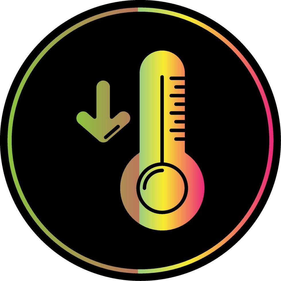 bajo temperatura glifo debido color icono vector