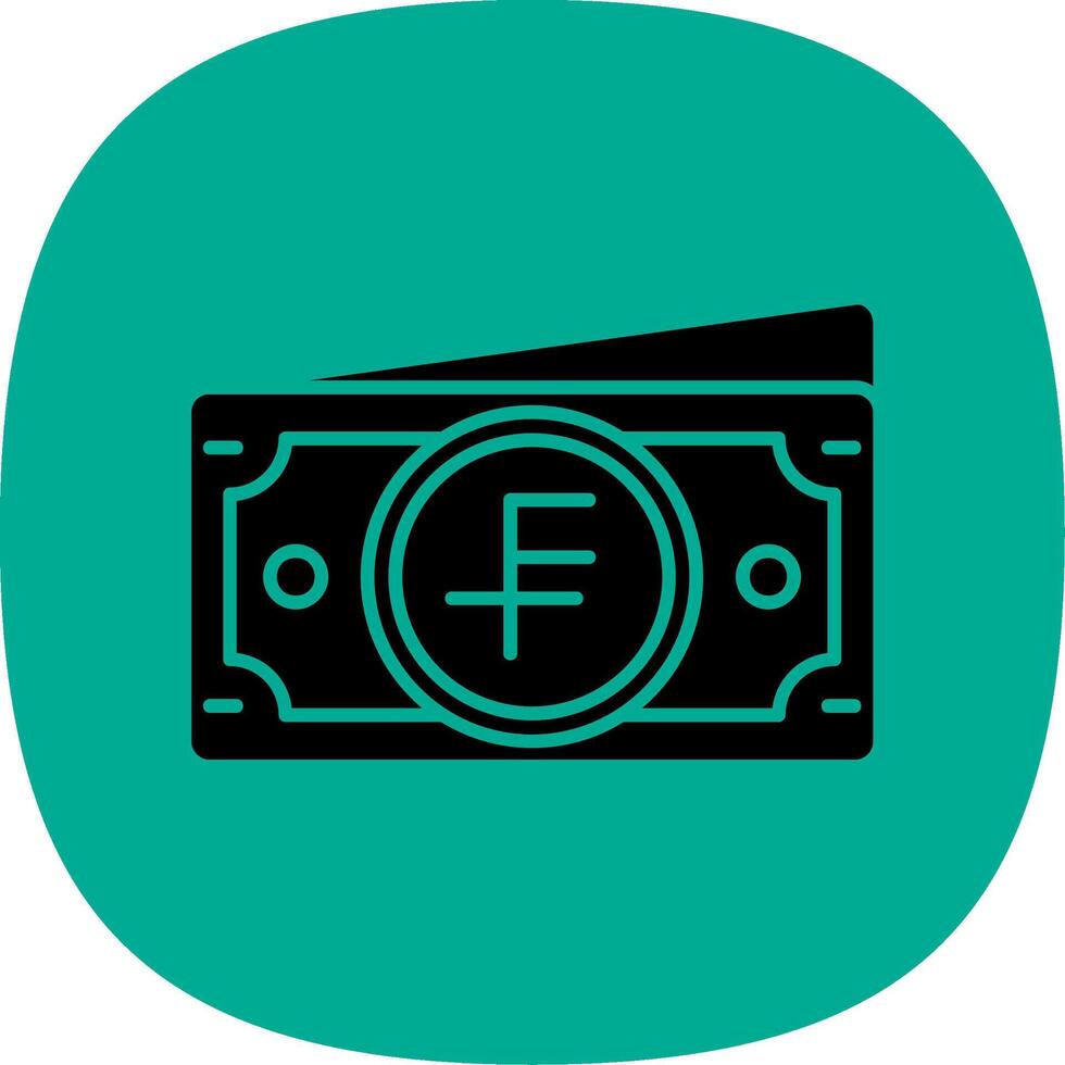 Swiss franc Glyph Curve Icon vector