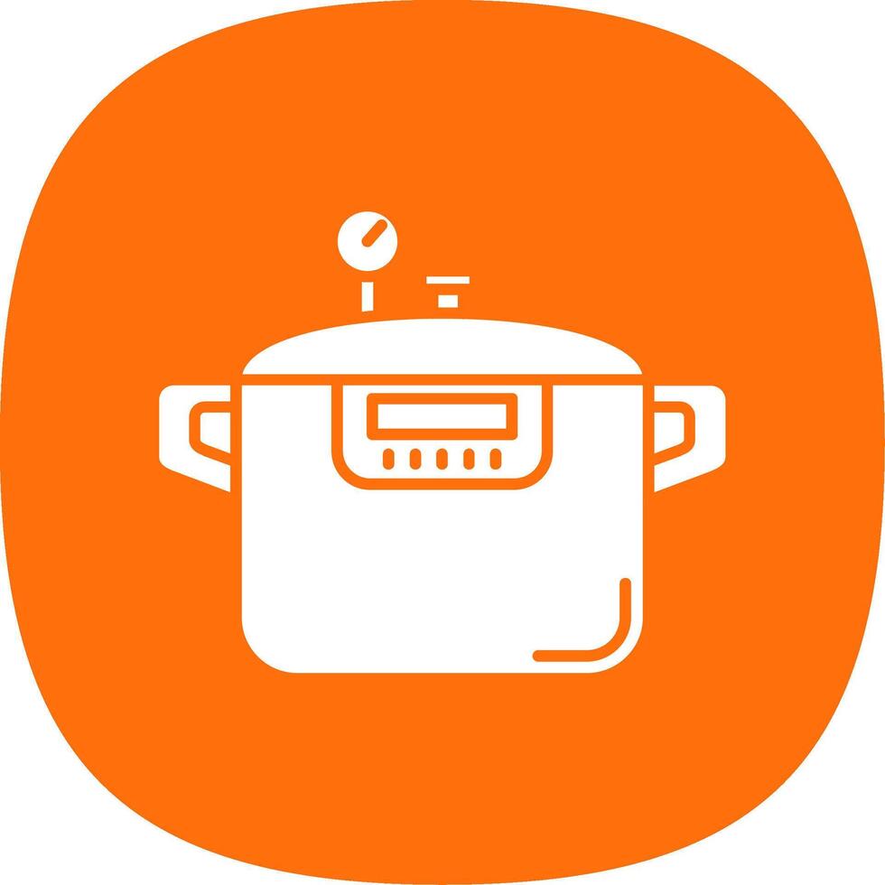Pressure cooker Glyph Curve Icon vector