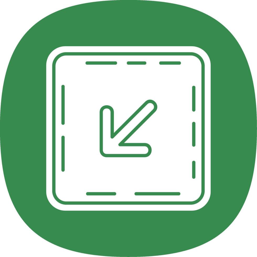 Down left arrow Glyph Curve Icon vector