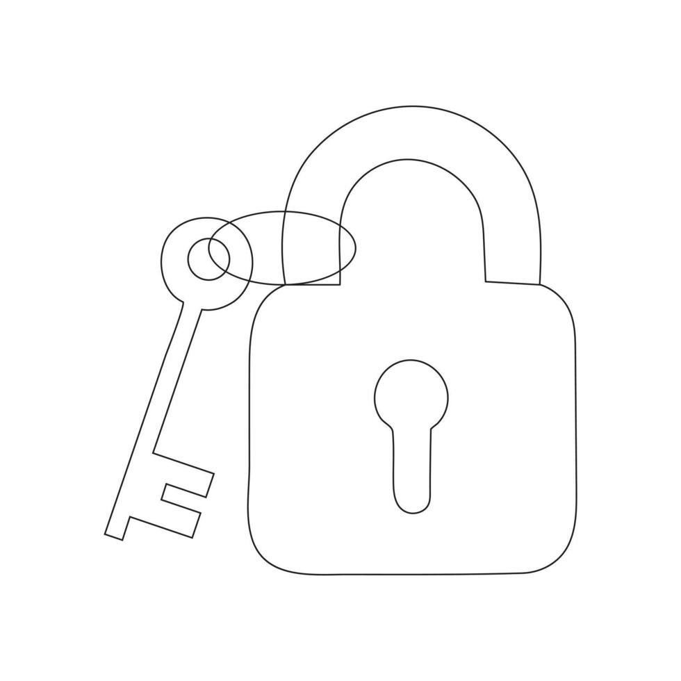 Simple keys and locks related vector line art