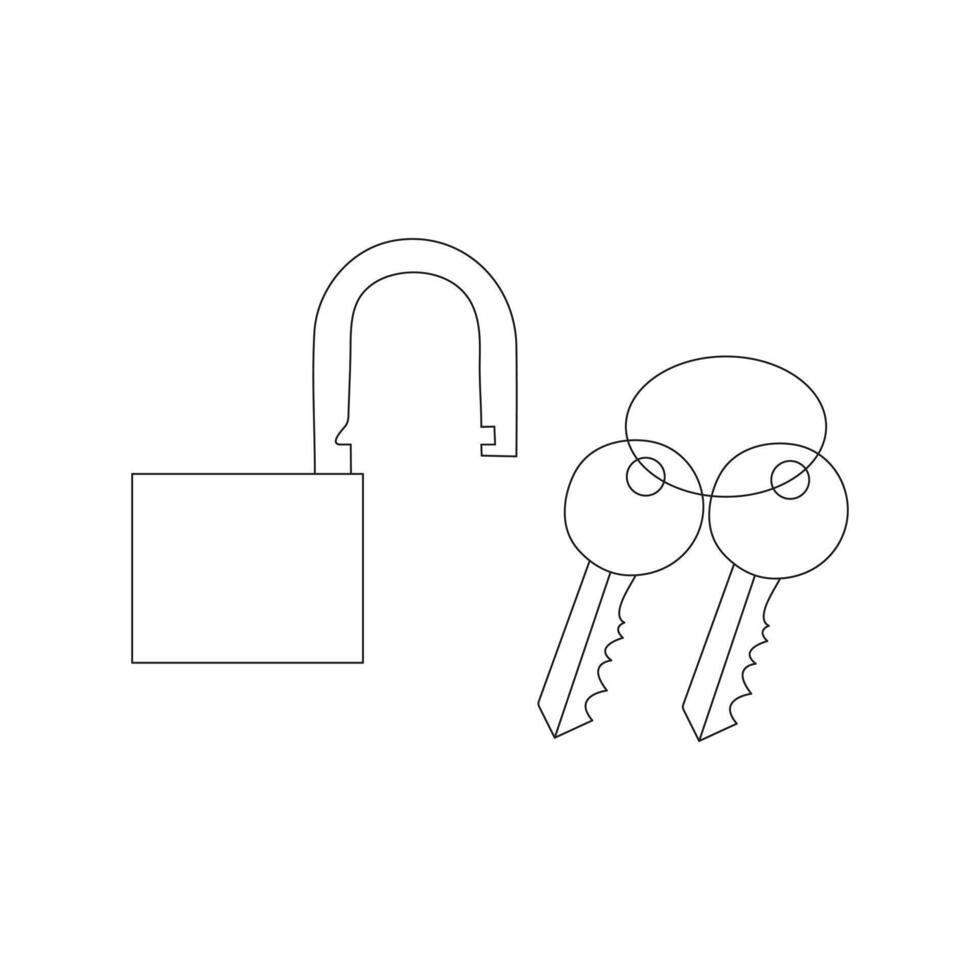Simple keys and locks related vector line art