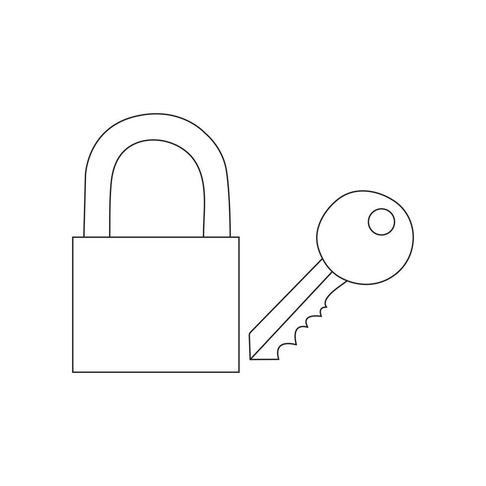 Simple keys and locks related vector line art