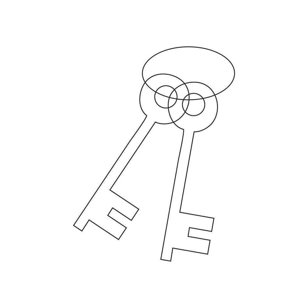 Simple keys and locks related vector line art