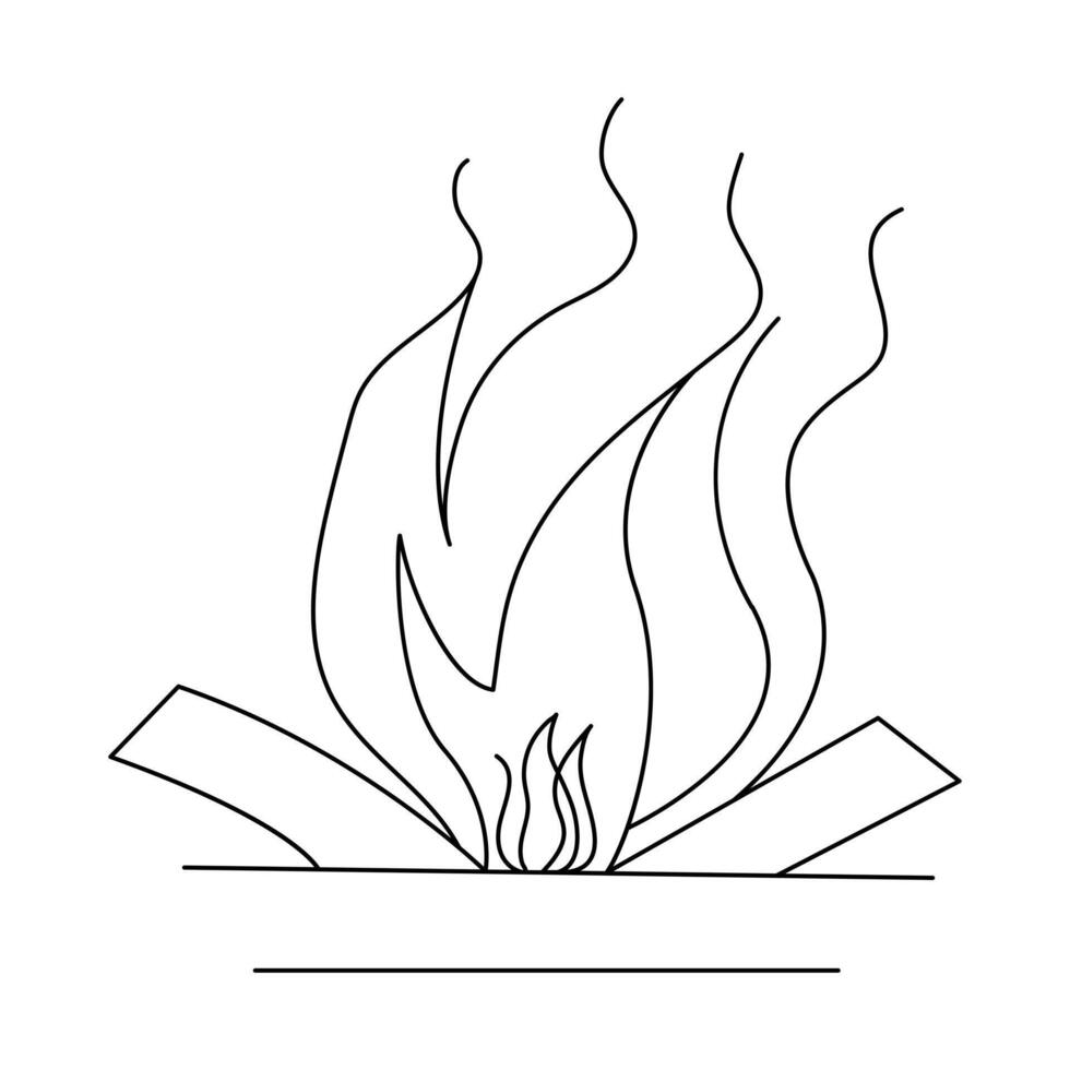 Continuous line drawing of fire Flame linear icon Vector illustration