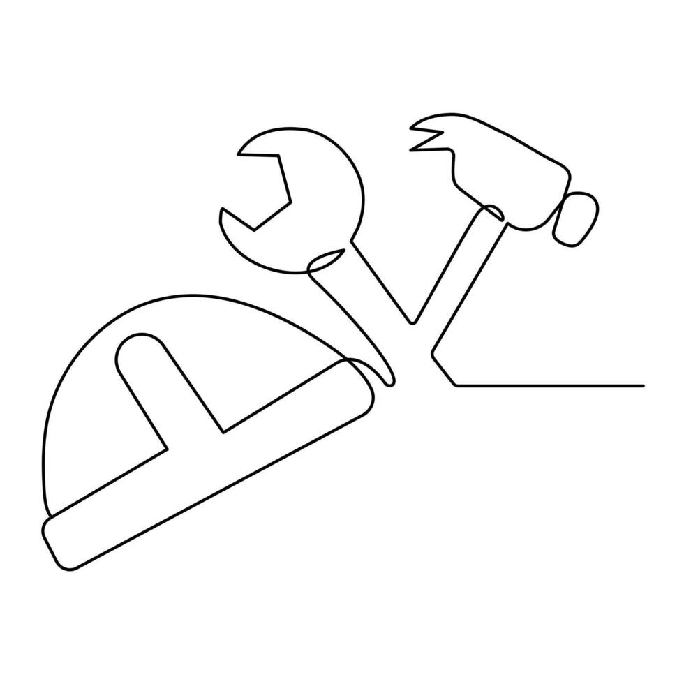 Continuous One line art happy labour day  vector art illustration design.