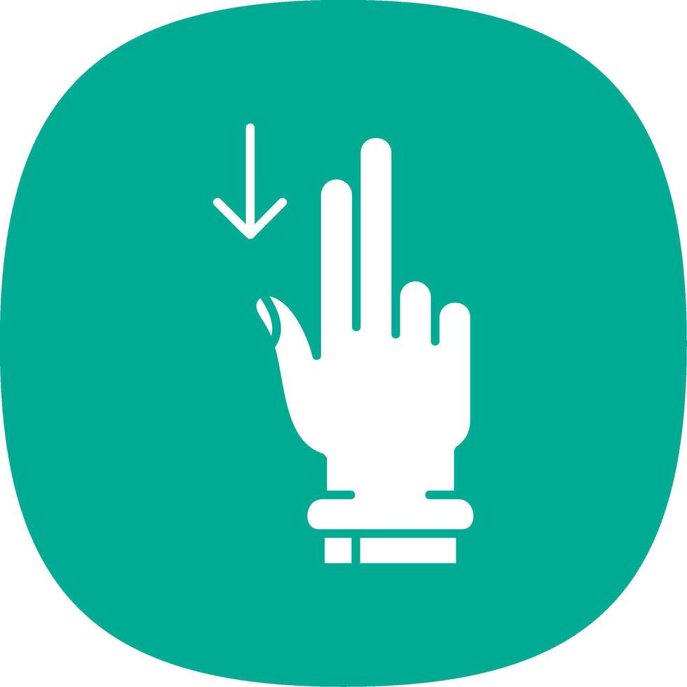 Two Fingers Down Glyph Curve Icon vector