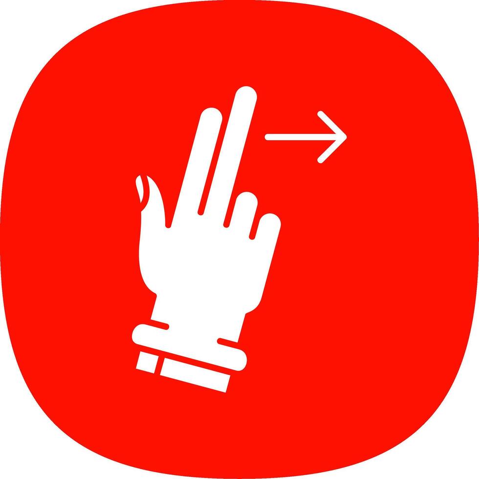 Two Fingers Right Glyph Curve Icon vector