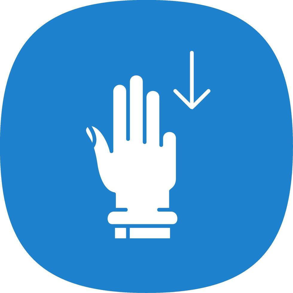 Three Fingers Down Glyph Curve Icon vector