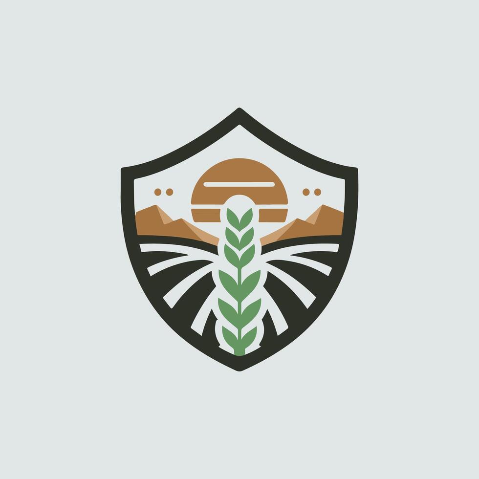 Agriculture Badge Logo Design Vector