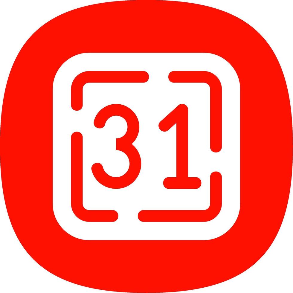 Thirty One Glyph Curve Icon vector