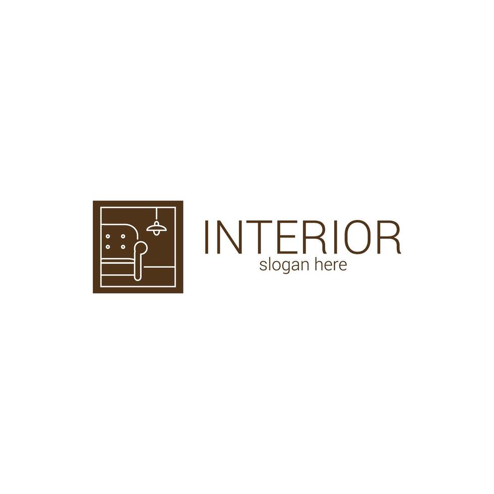 vector interior diseño logo en contorno estilo.