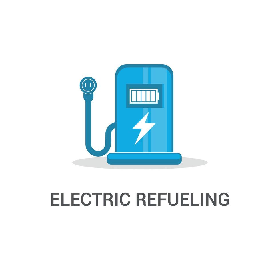 vector illustration of electric refueling station design.