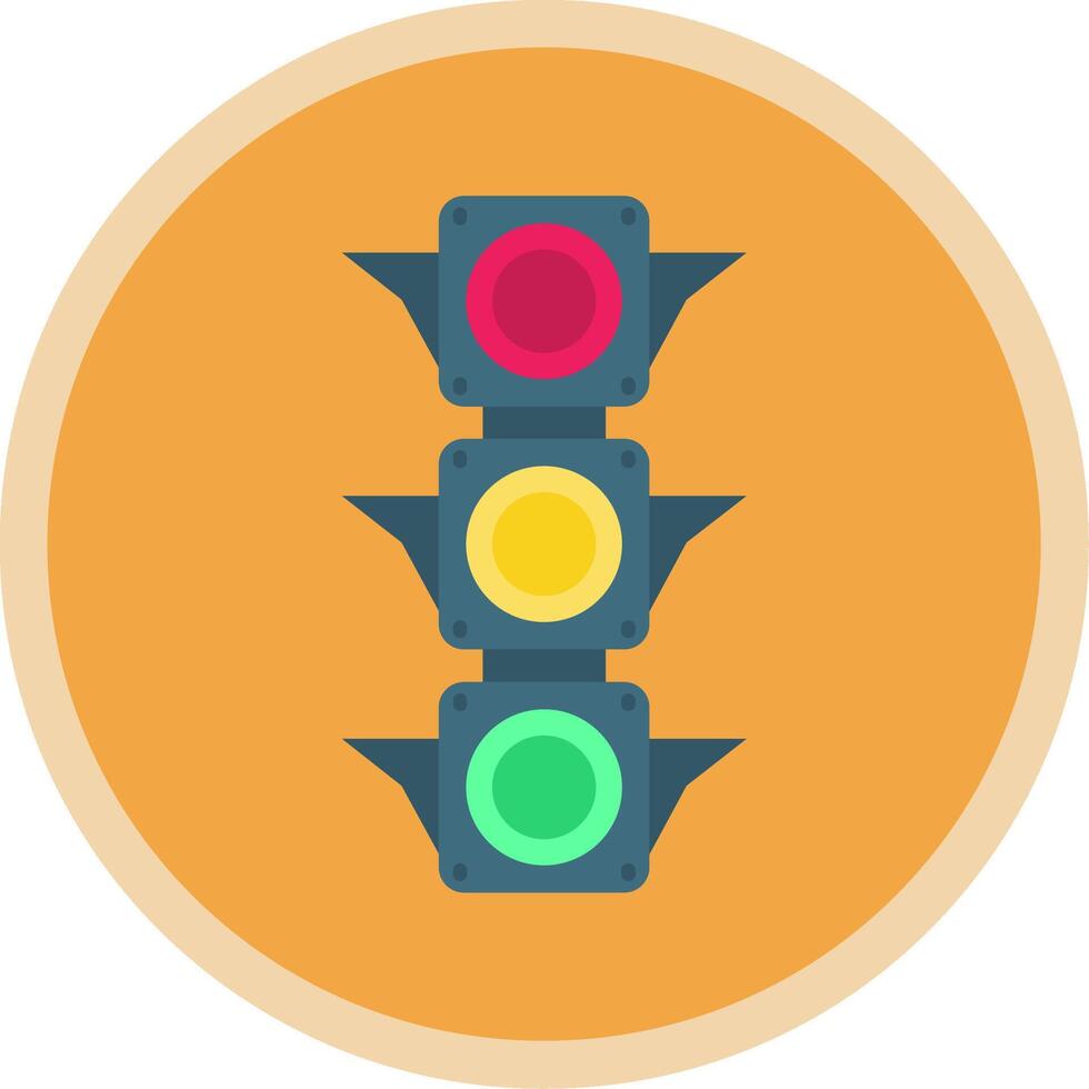 Traffic light Flat Multi Circle Icon vector