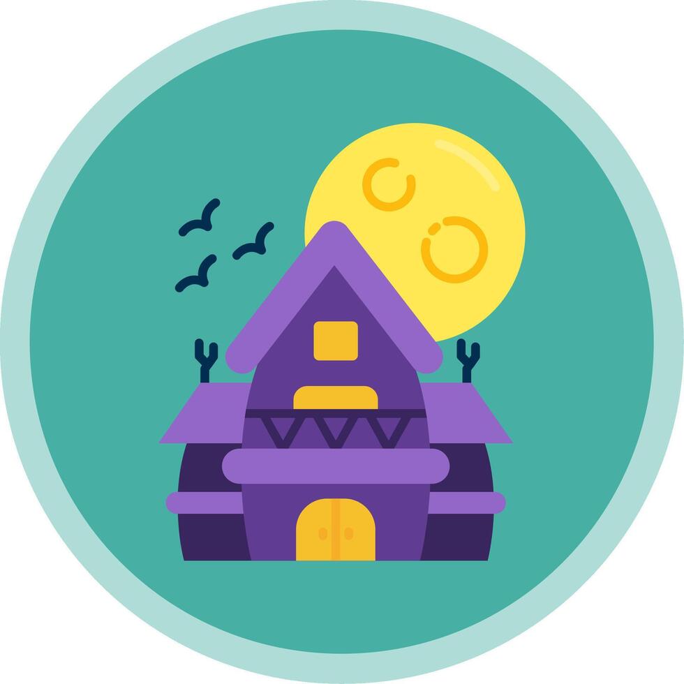 Haunted house Flat Multi Circle Icon vector