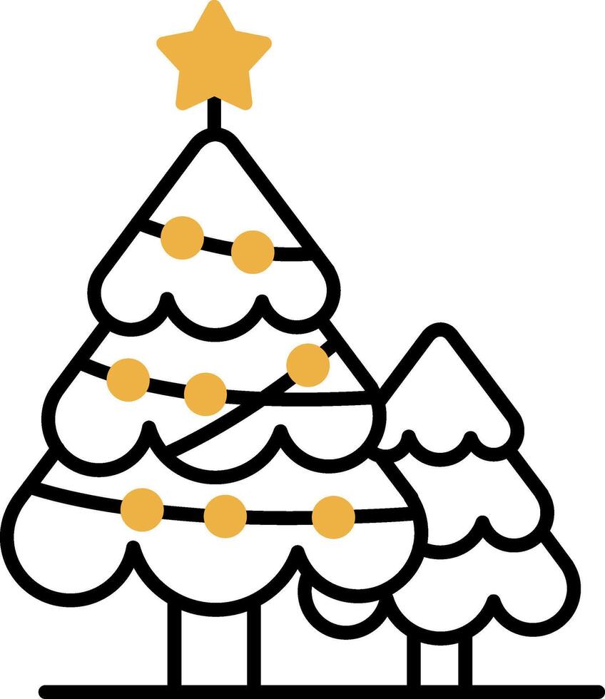 Christmas tree Skined Filled Icon vector