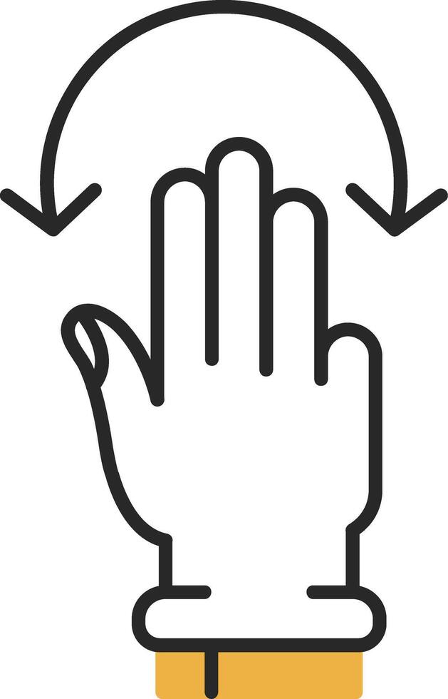 Tres dedos girar desollado lleno icono vector