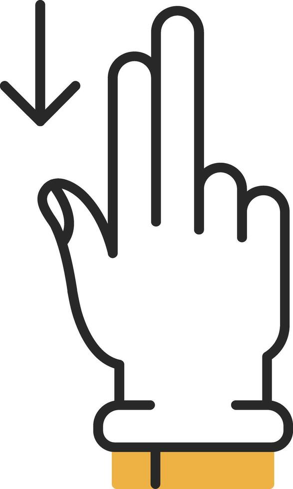 Two Fingers Down Skined Filled Icon vector