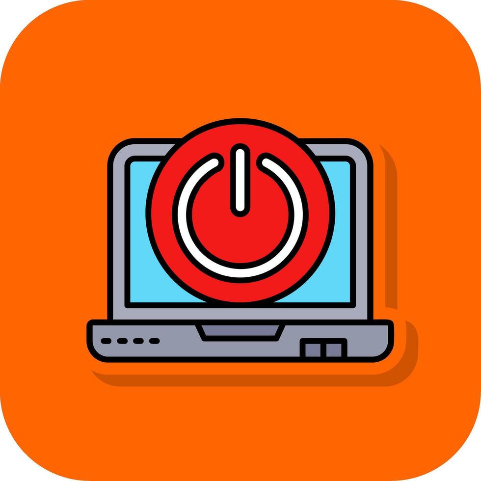 Power off Filled Orange background Icon vector