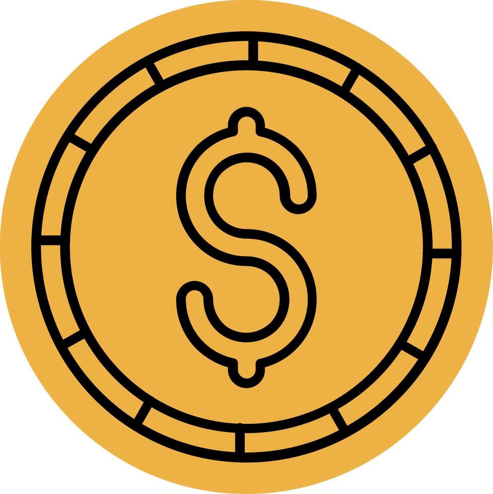 Dollar coin Skined Filled Icon vector