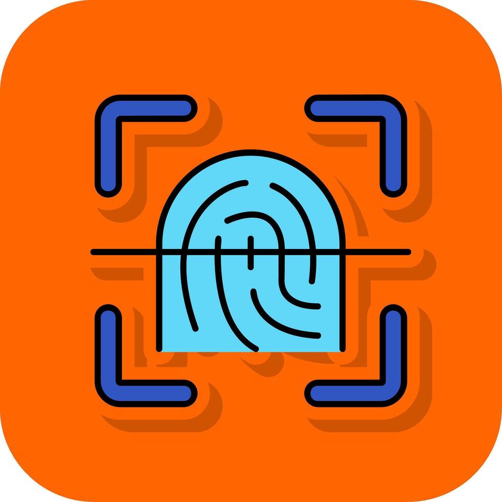 Finger print Filled Orange background Icon vector