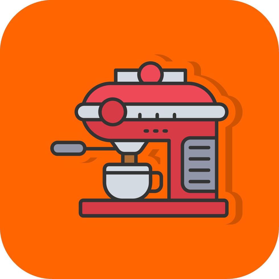 Coffee machine Filled Orange background Icon vector