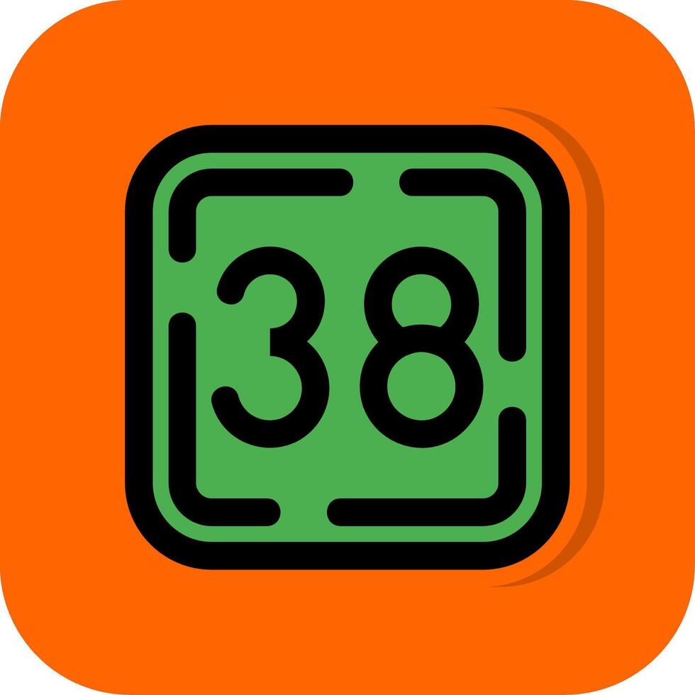 Thirty Eight Filled Orange background Icon vector