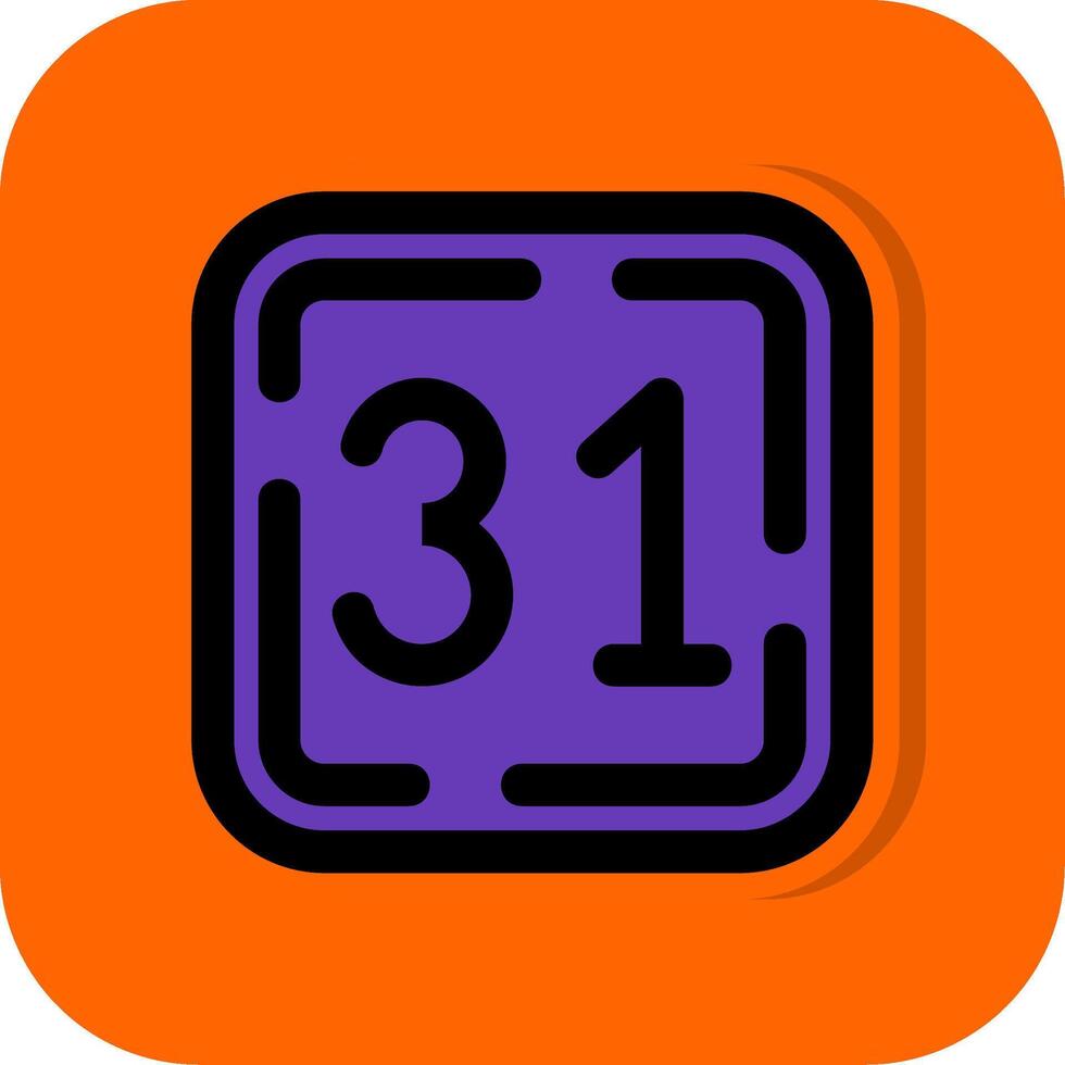 Thirty One Filled Orange background Icon vector