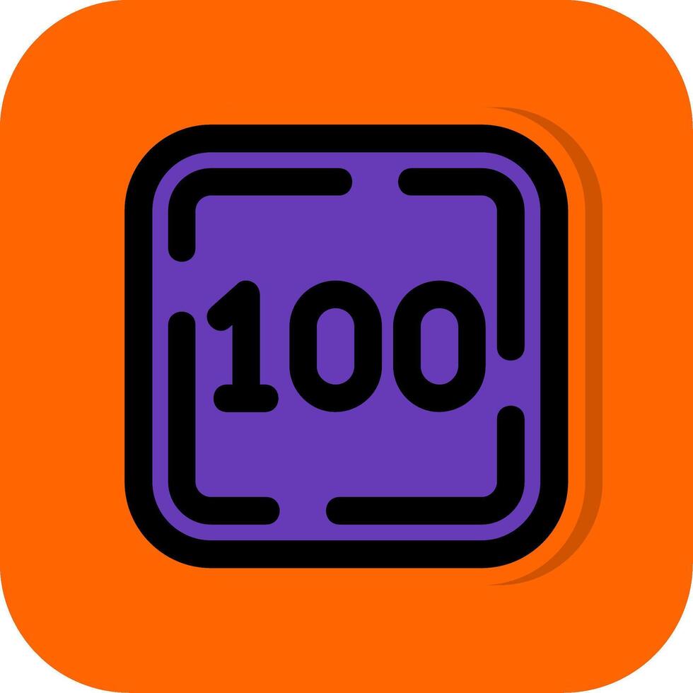 One Hundred Filled Orange background Icon vector