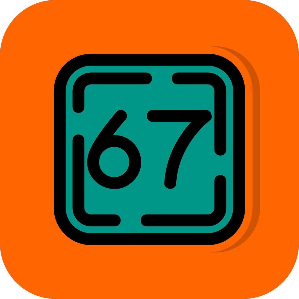 sesenta Siete lleno naranja antecedentes icono vector