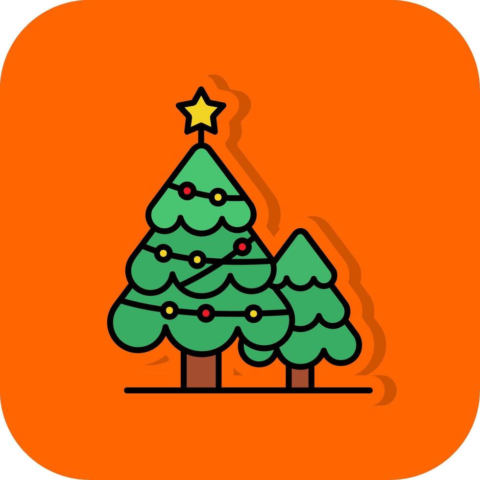 Christmas tree Filled Orange background Icon vector