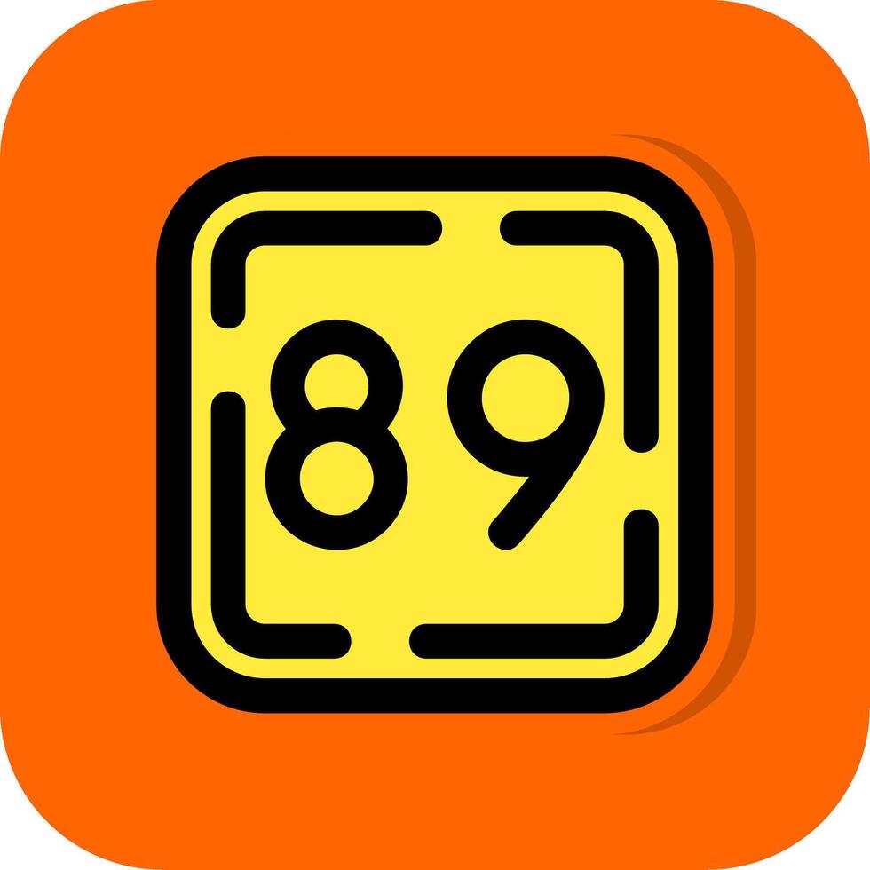ochenta nueve lleno naranja antecedentes icono vector
