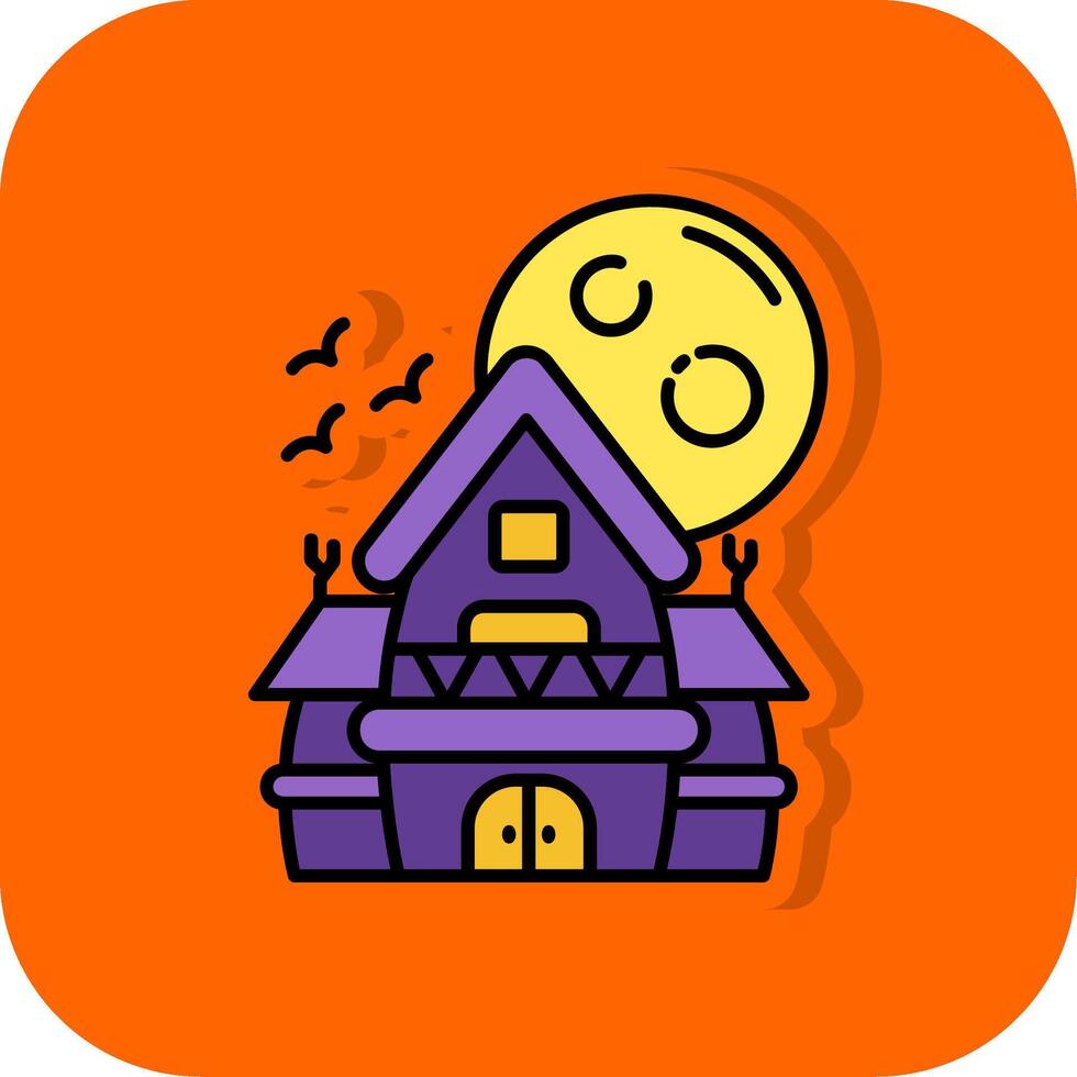 Haunted house Filled Orange background Icon vector