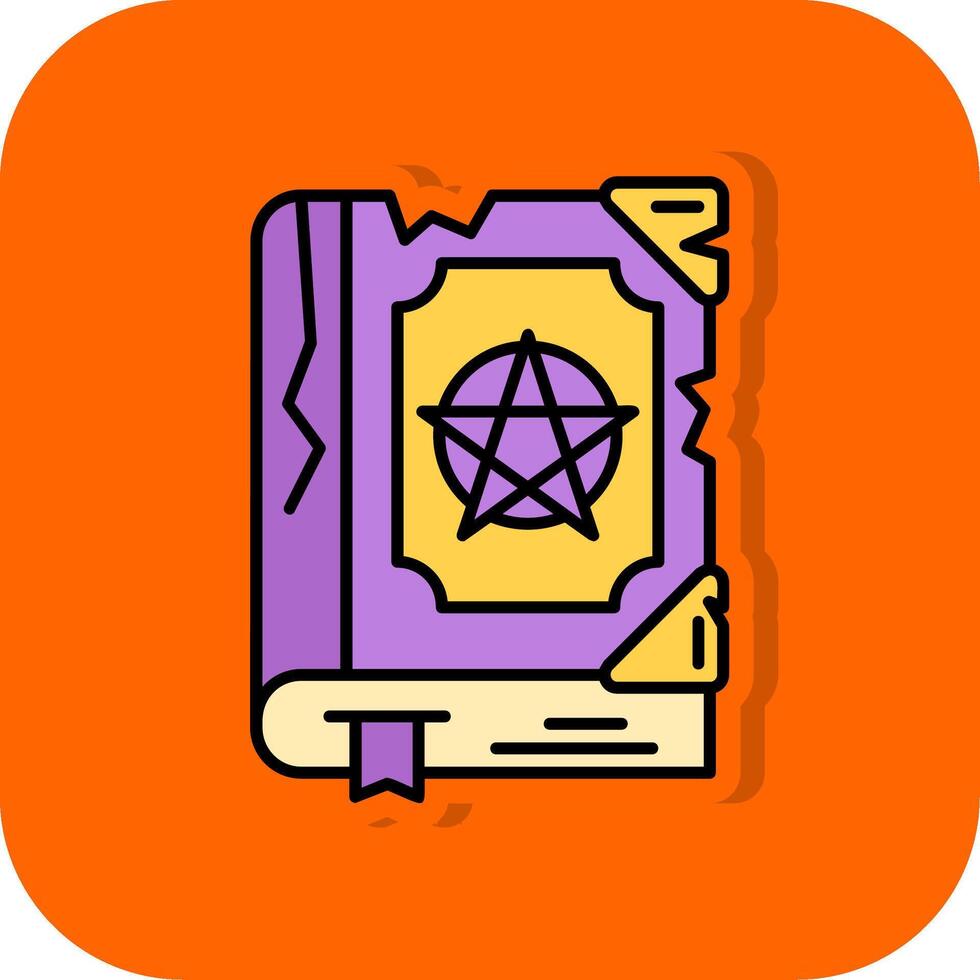 Magic book Filled Orange background Icon vector