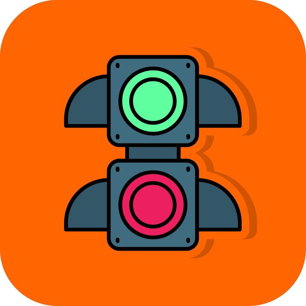 Traffic light Filled Orange background Icon vector