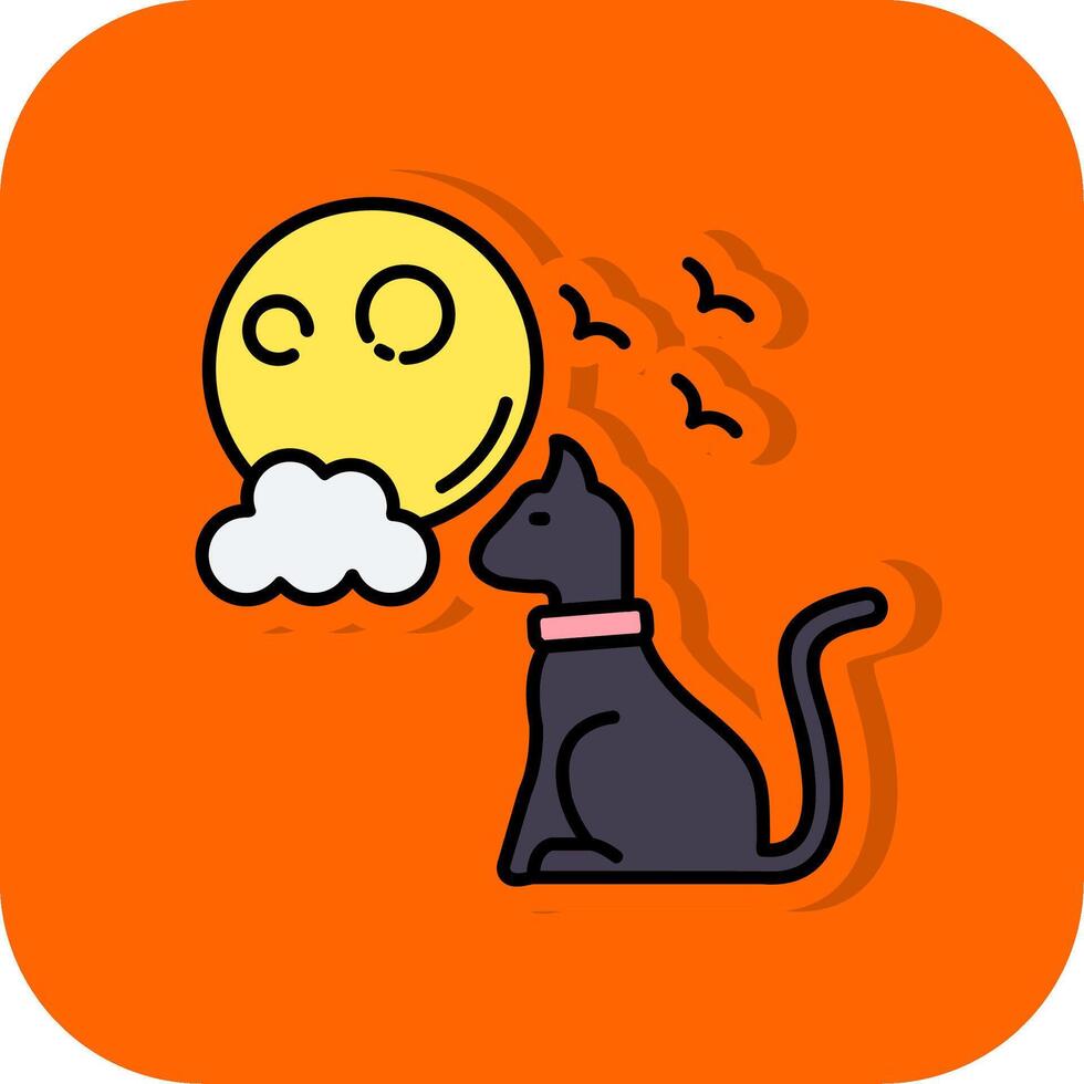 Black cat Filled Orange background Icon vector
