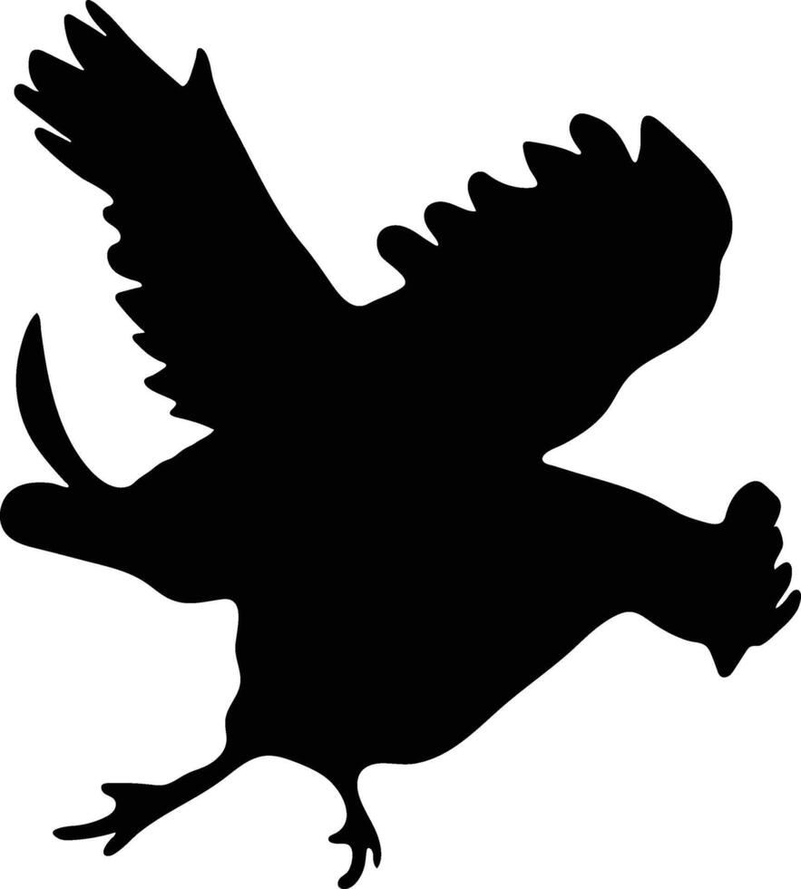 flying rooster chicken silhouette or vector