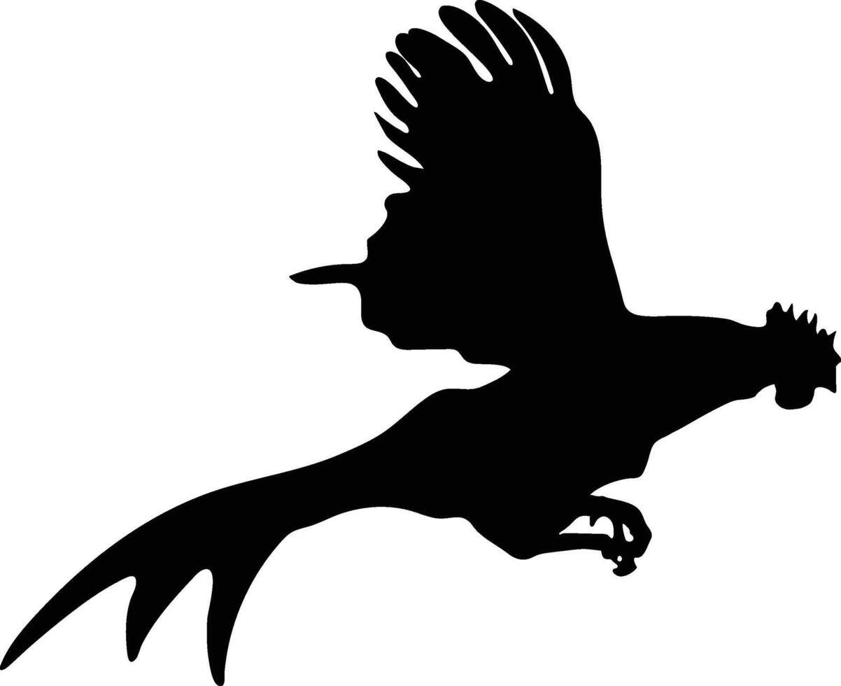 flying rooster chicken silhouette or vector