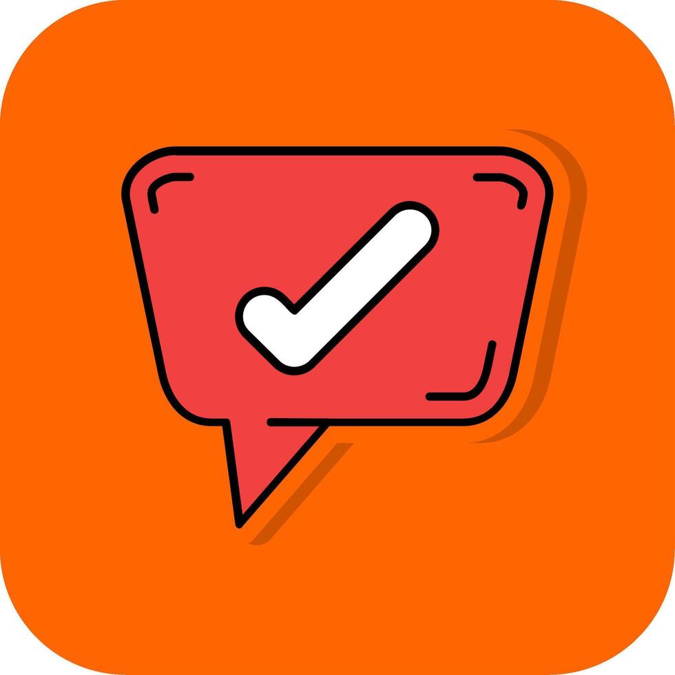 Check sign Filled Orange background Icon vector